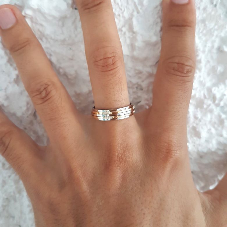 Alliance 2 ors Homme - Or blanc poli et jaune brossé - Diamants - 4