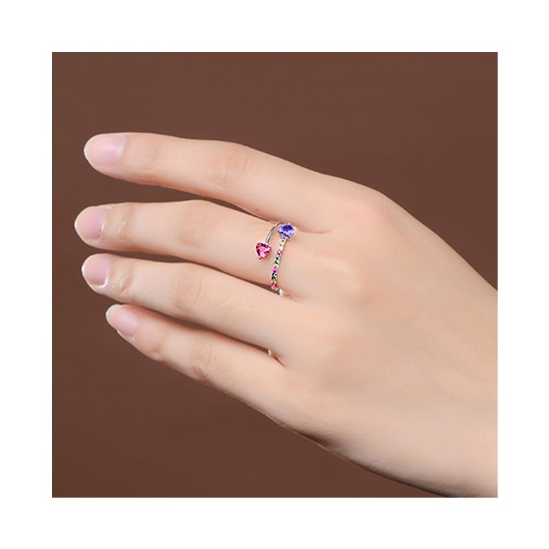 Bague signaux inversés. Or blanc, Saphirs - 6