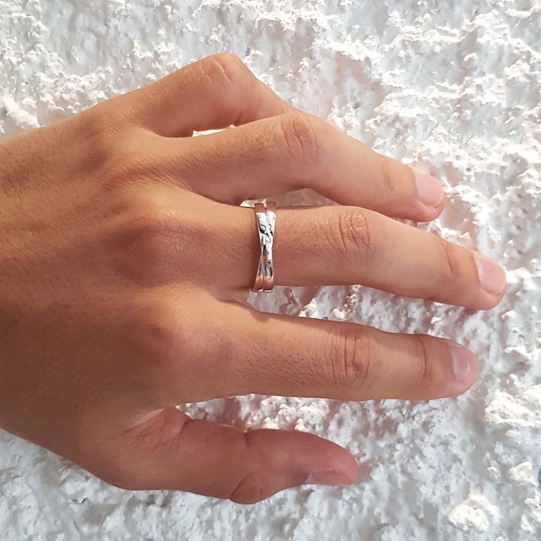Alliance 2 anneaux or blanc Homme - Diamant - 2
