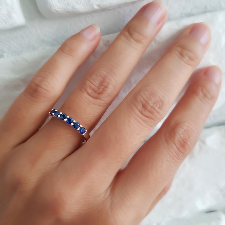 Bague saphir - Sophistiquée et Glamour - Or blanc - 6
