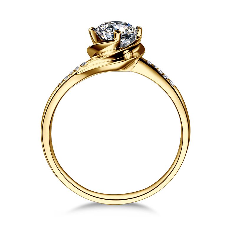 Bague de Fiancailles Rose Vertige - Solitaire Or Jaune, Diamants 0.30ct | Gemperles - 4