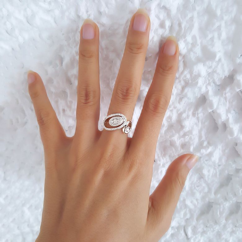 Bague Love - Bague moderne en or rose - 45 Diamants de 0.283ct - 3