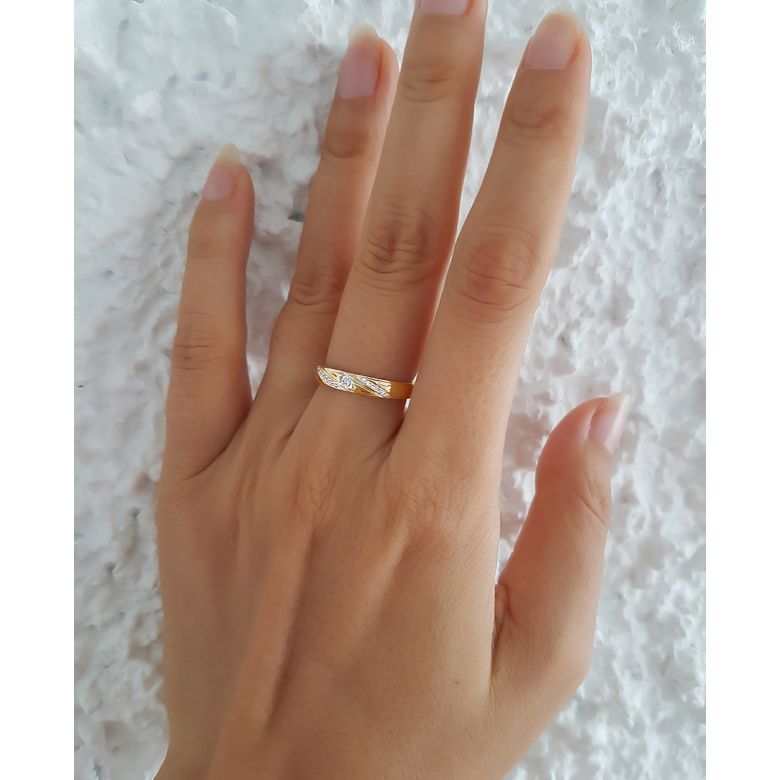 Alliance Étoile - Alliance or jaune diamants - Alliance Femme - 2