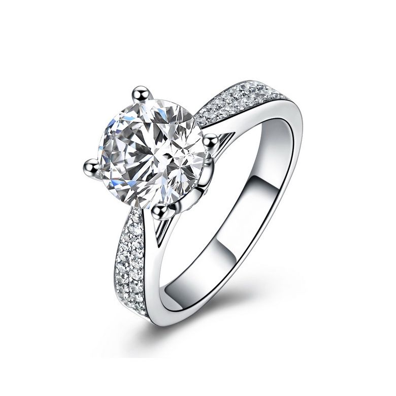 Bague de Fiancaille Lafayette - Solitaire épaulé Or Blanc, Diamant | Gemperles - 2