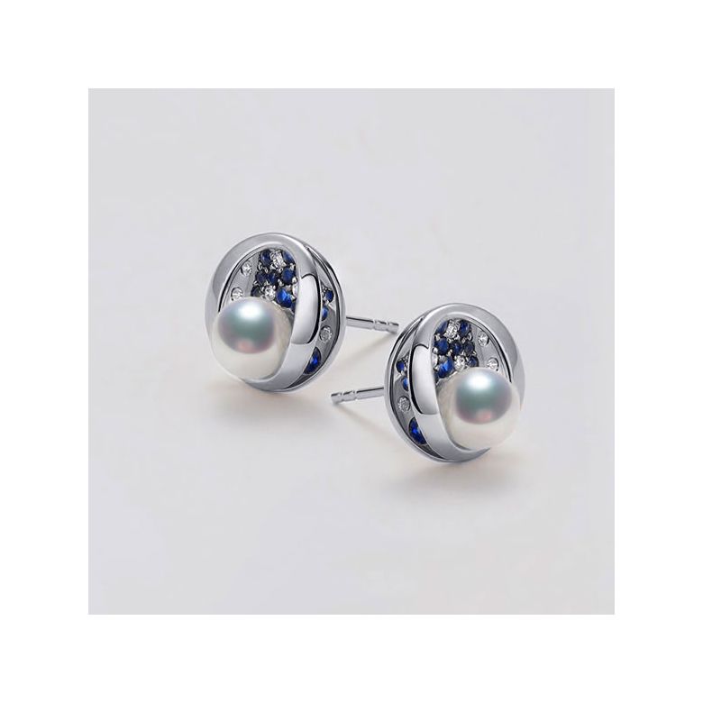 Boucle oreille perle Akoya I Constellation saphir diamant I Seiza - 8