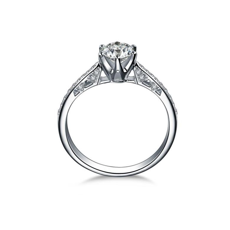 Bague de fiancailles - Diamant solitaire accompagné Or blanc - Koh-I-Noor - 4