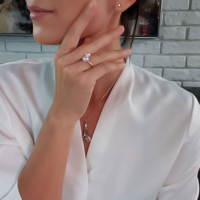 Bague perles Akoya Toi et Moi. Or blanc - 6