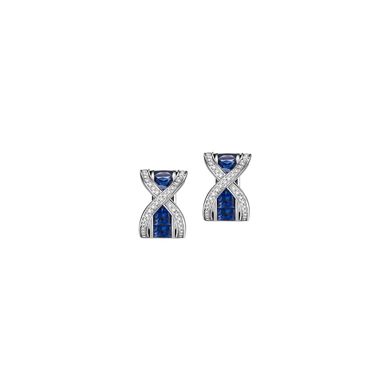 Boucles Oreilles sens de nos vies. En saphirs, diamants et Or blanc - 11