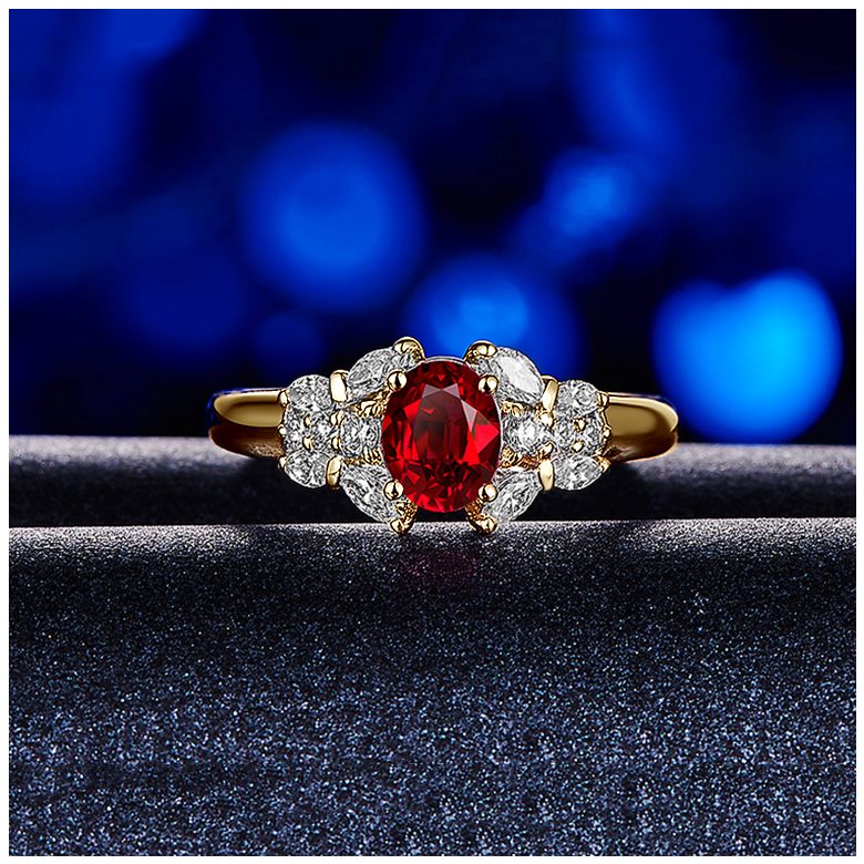 Bague Fiancaille Carlita Rubis Diamants Or Jaune - 5