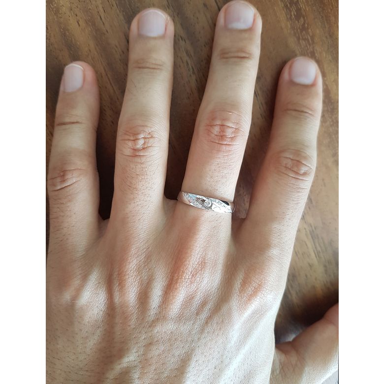 Alliance Étoile - Alliance or blanc diamants - Alliance Homme - 3