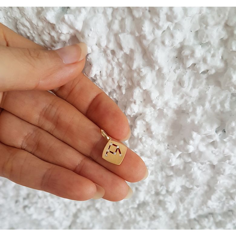 Pendentif constellation zodiacale - Signe de la balance - Or blanc - 7