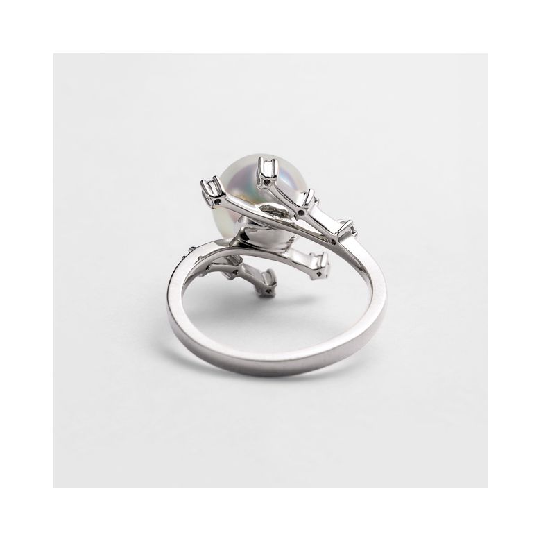 Bague Étoile des neiges. Perle Akoya, Or blanc, diamants - 9