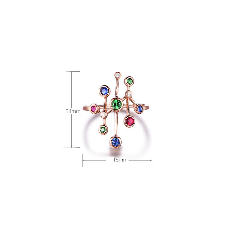 Bague Or rose, pierres précieuses. Gouttes d'amour - 12