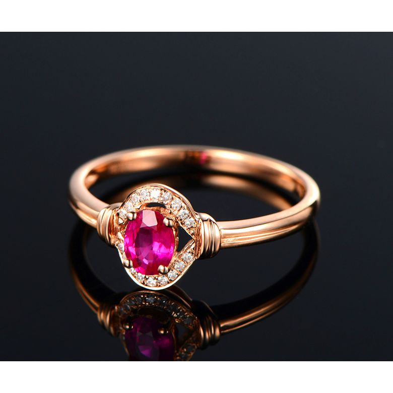 Bague rubis Chérie diamants et Or rose 18cts - 4