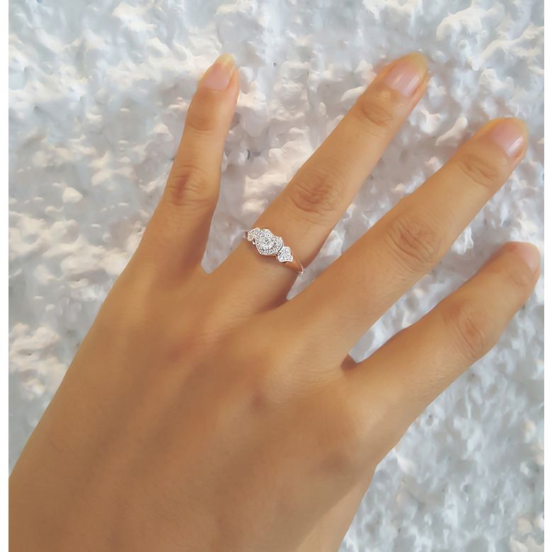 Bague Solitaire Coeurs Splendides - Or Blanc, Diamants | Gemperles - 7