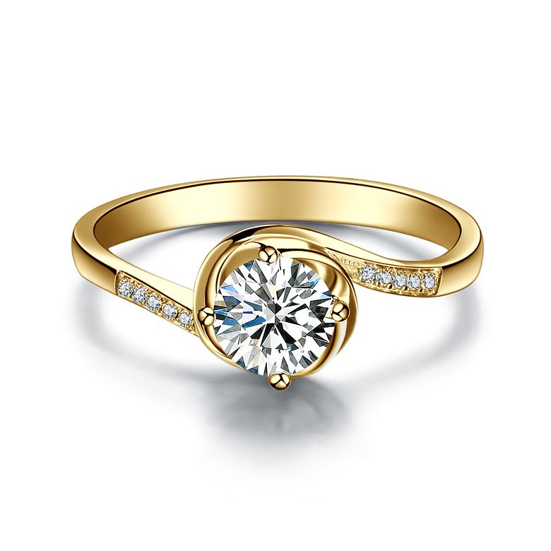 Bague de Fiancailles Rose Vertige - Solitaire Or Jaune, Diamants 0.30ct | Gemperles - 2