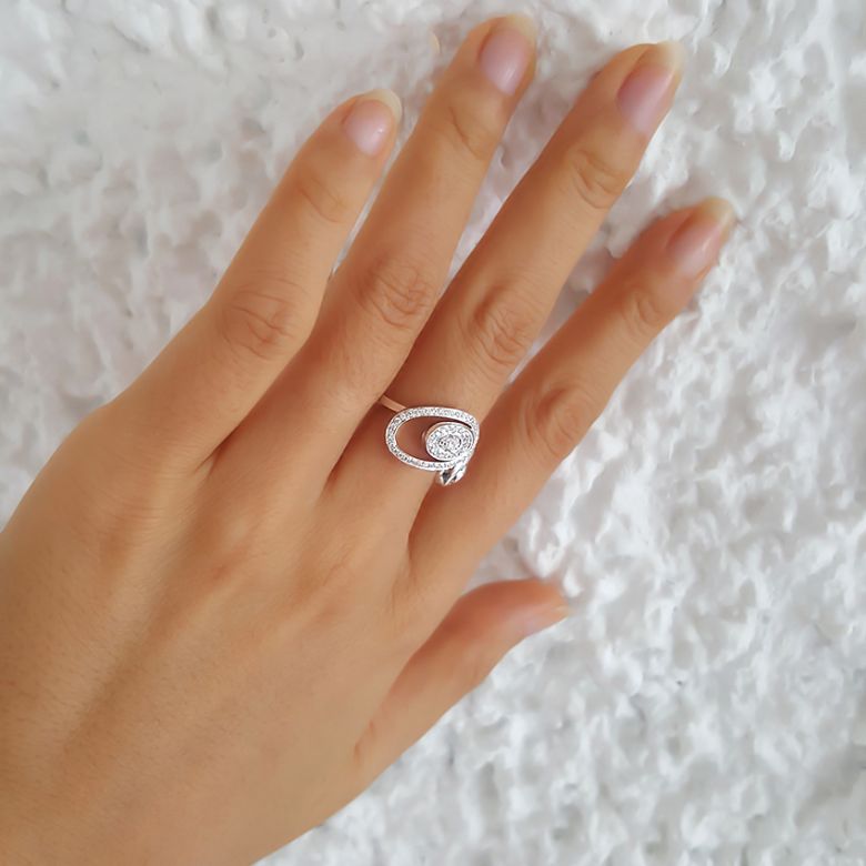Bague Love - Bague moderne en or rose - 45 Diamants de 0.283ct - 5