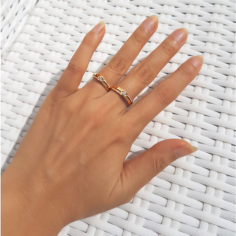 Alliances Duo solitaires diamants - Alliances modernes Or jaune 18cts - 5