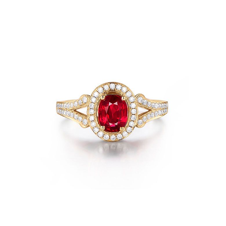 Bague Mogok, rubis de Birmanie.  Or jaune et diamants | Mogok - 1