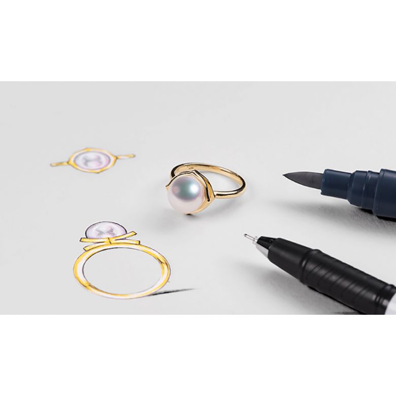 Bague perle de culture - Perle Akoya Japon - Or blanc - Coco Chanel - 5