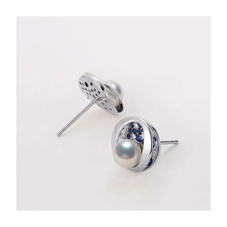 Boucle oreille perle Akoya I Constellation saphir diamant I Seiza - 4