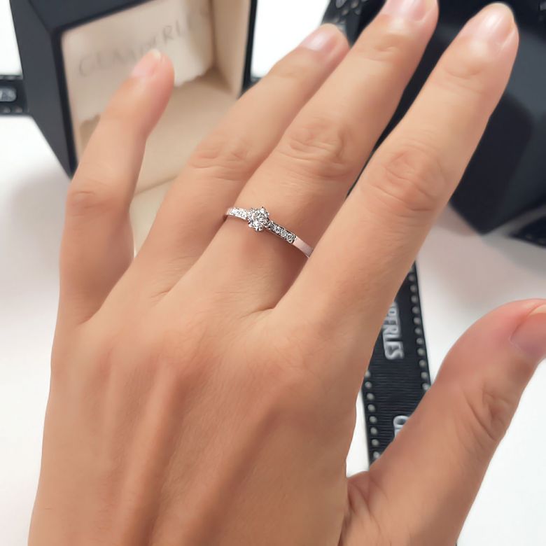 Bague Alliance Solitaire en Platine & Diamants | Gemperles - 7