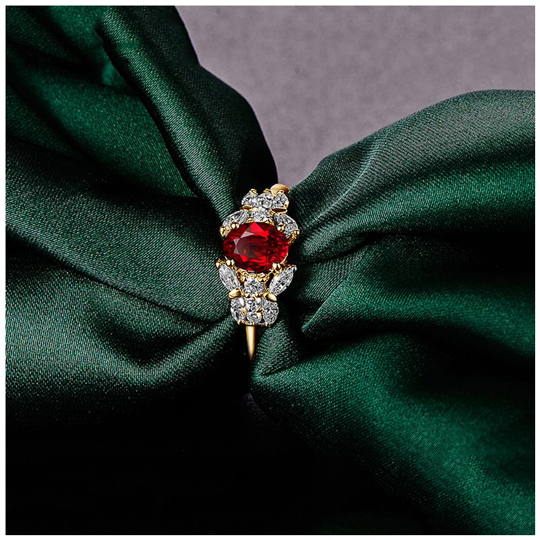 Bague Fiancaille Carlita Rubis Diamants Or Jaune - 6