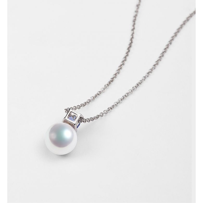 Pendentif Ginza. Mariage saphir et perle Akoya. Or blanc - 5