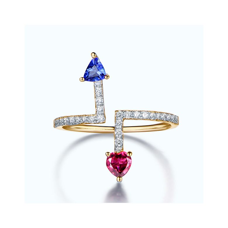 Bague Autre moi Or jaune. Diamants, Saphirs - 6