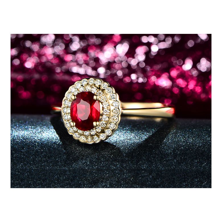 1 rubis, des diamants et de l'or jaune : Bague Florali - 6