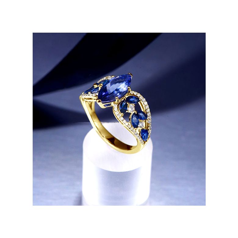 Bague Mère Nature - Saphir bleu - Or jaune, diamant - 3