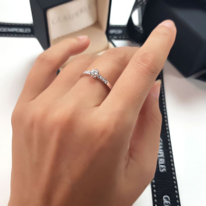 Bague Alliance Solitaire en Platine & Diamants | Gemperles - 8