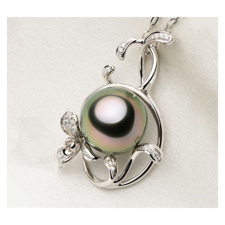 Pendentif Lysette perle de Tahiti, Or blanc et diamants - 3