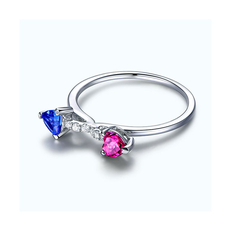 Bague croisée des chemins. Or blanc et saphirs - 4