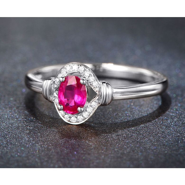 Bague rubis Chérie diamants et Or blanc 18cts - 4
