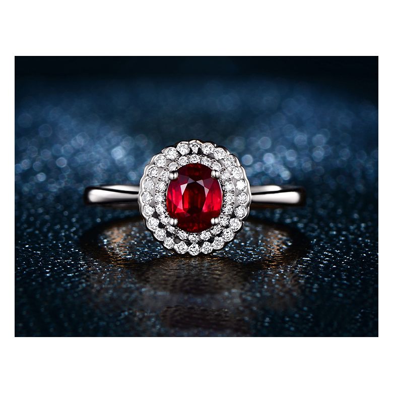 1 rubis, des diamants et de l'or blanc : Bague Florali - 3