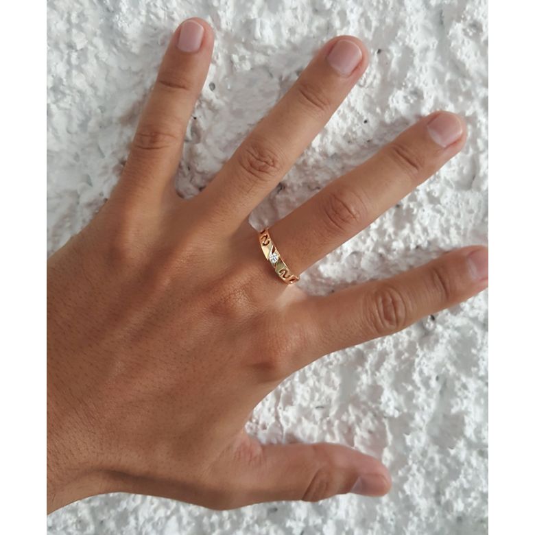 Mon alliance de mariage - Alliance originale or jaune, diamant - Homme - 2