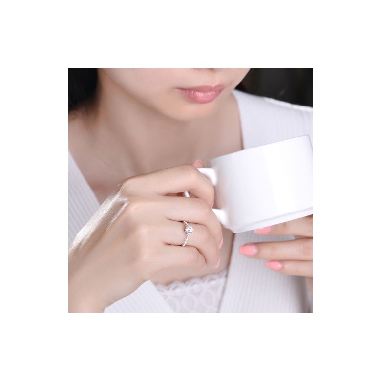 Bague de fiancailles - Diamant solitaire accompagné Or blanc - Koh-I-Noor - 7