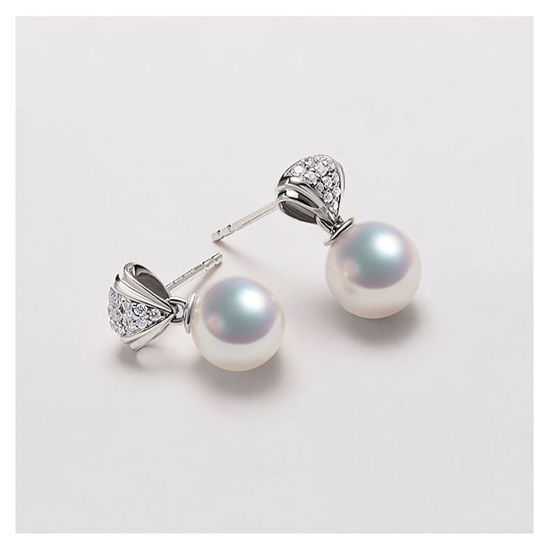 Pendant d'oreille - Perle Akoya or blanc - Sarah Bernhardt  - 3