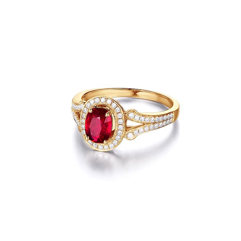 Bague Mogok, rubis de Birmanie.  Or jaune et diamants | Mogok - 4