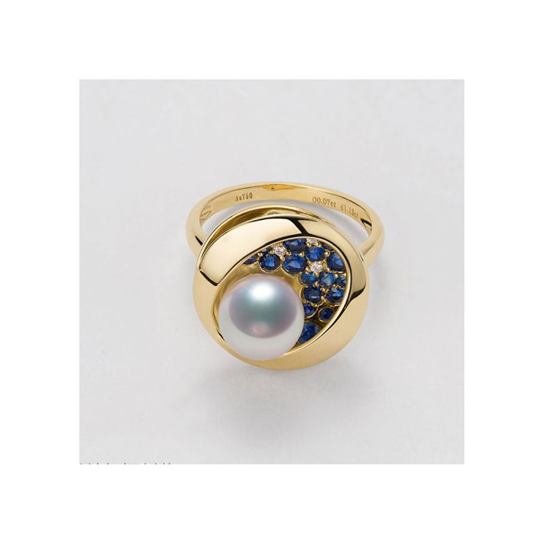 Bague Seiza Constellation I Perle Akoya, saphir, diamant I Or jaune - 7