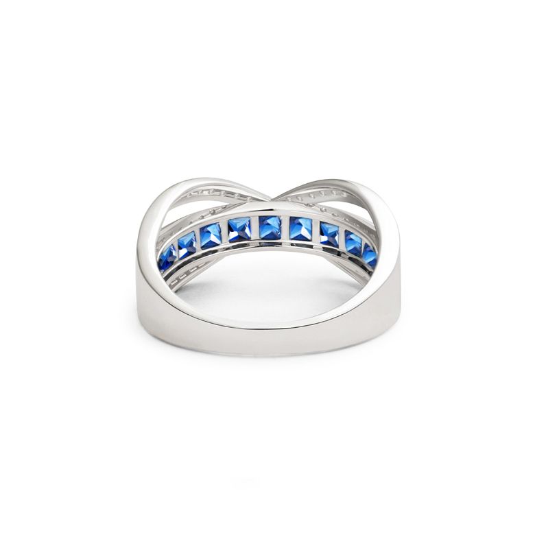 Bague sens de nos vies. Saphirs bleus, diamants et Or blanc  - 5