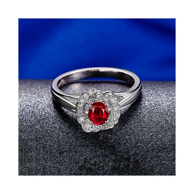 Bague Fiancaille Rubis Or Blanc Mulan - 7