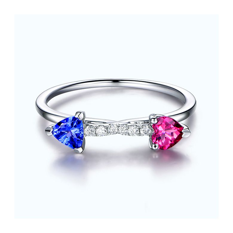 Bague croisée des chemins. Or blanc et saphirs - 2