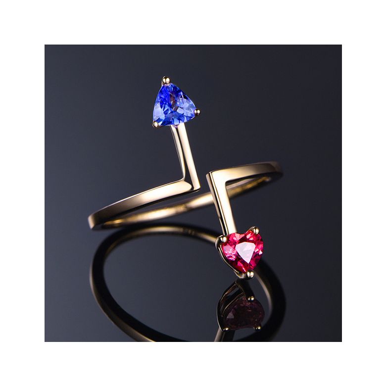 Bague Vice et Versa. Tourmaline, tanzanite. Or jaune - 3