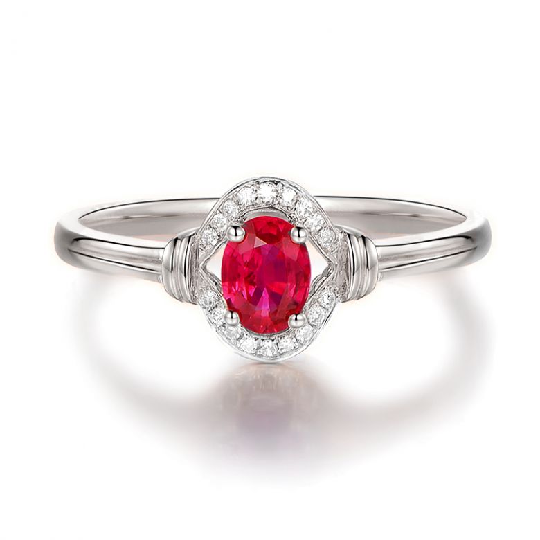 Bague rubis Chérie diamants et Or blanc 18cts - 8