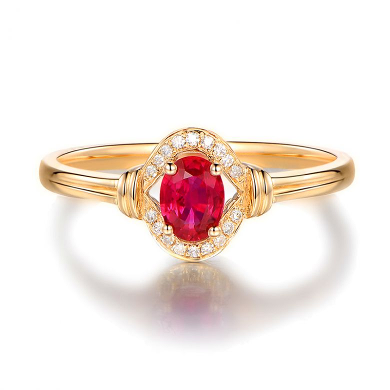 Bague rubis Chérie diamants et Or jaune 18cts - 5