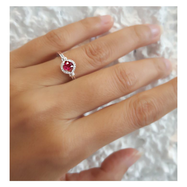 Bague rubis Chérie diamants et Or blanc 18cts - 2