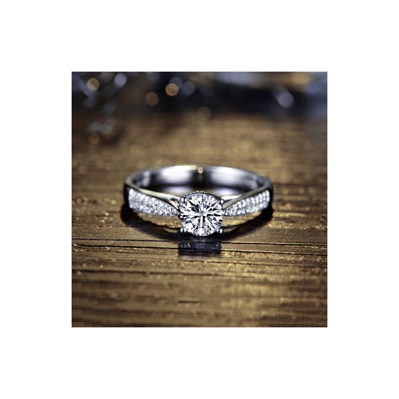 Bague de Fiancaille Lafayette - Solitaire épaulé Or Blanc, Diamant | Gemperles - 6