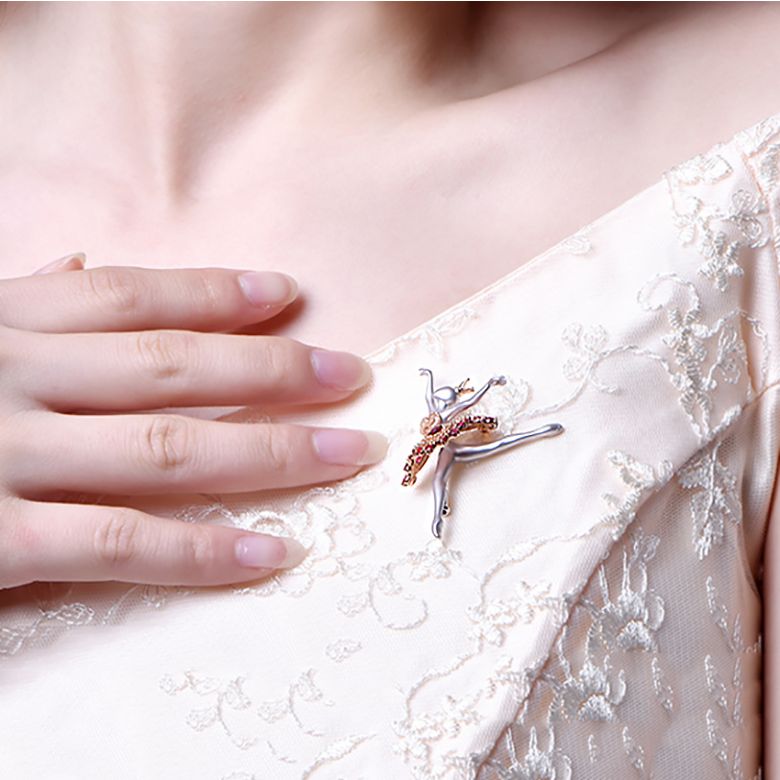 Pendentif Princesse Ballerina - Broche Or blanc - Rubis - 6